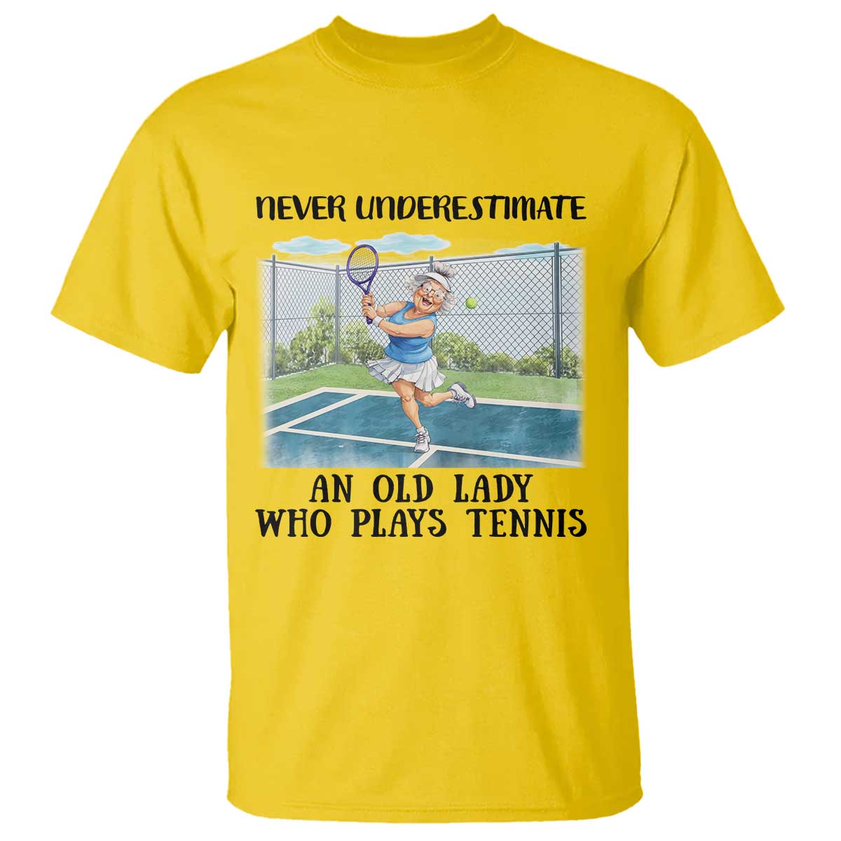 Funny Grandma Tennis Player Gift T Shirt Never Underestimate An Old Lady - Wonder Print Shop