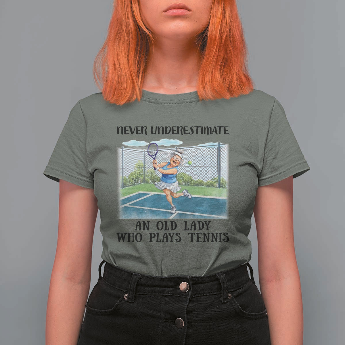 Funny Grandma Tennis Player Gift T Shirt For Women Never Underestimate An Old Lady - Wonder Print Shop
