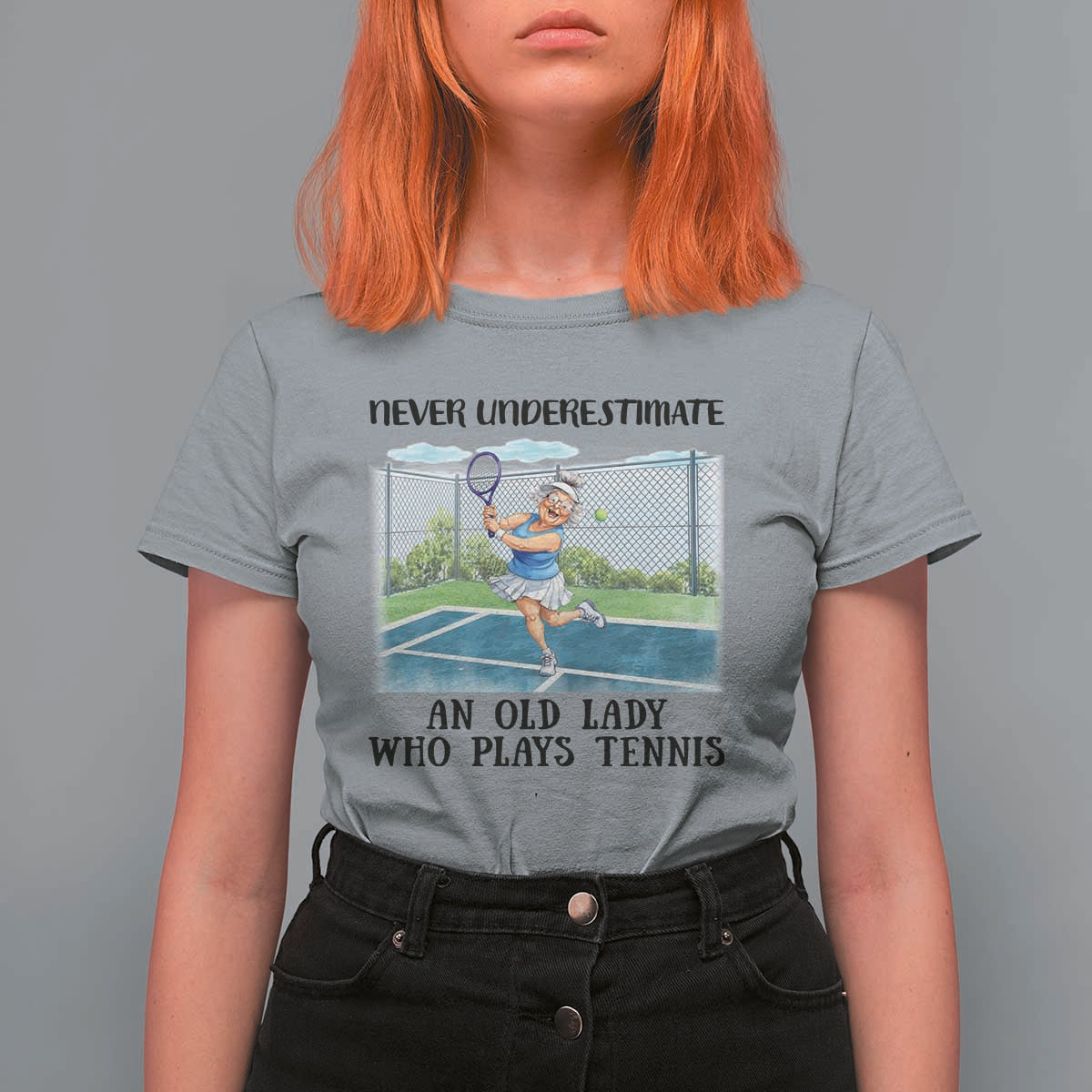 Funny Grandma Tennis Player Gift T Shirt For Women Never Underestimate An Old Lady - Wonder Print Shop