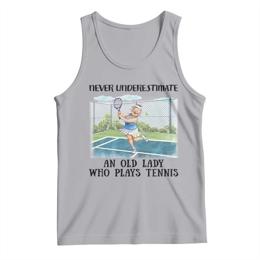 Funny Grandma Tennis Player Gift Tank Top Never Underestimate An Old Lady - Wonder Print Shop