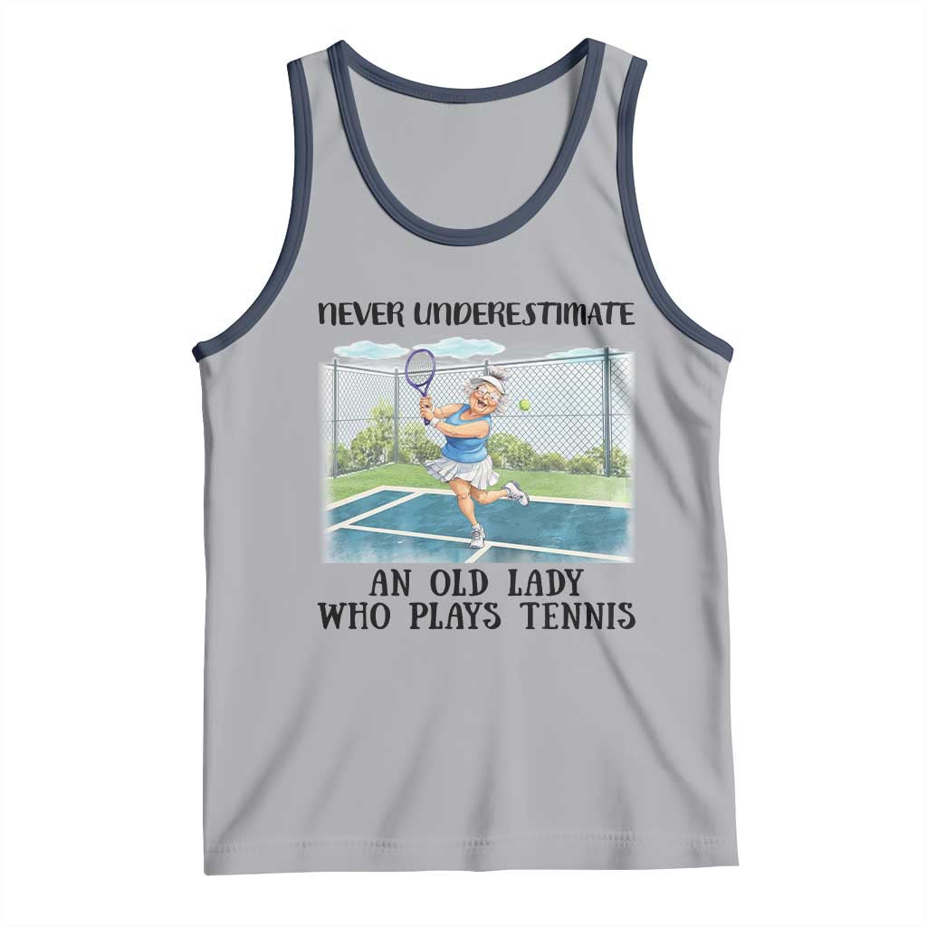Funny Grandma Tennis Player Gift Tank Top Never Underestimate An Old Lady - Wonder Print Shop