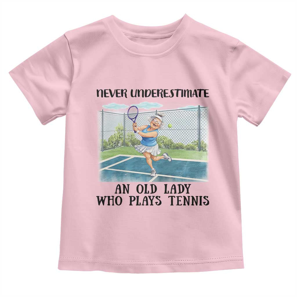 Funny Grandma Tennis Player Gift Toddler T Shirt Never Underestimate An Old Lady - Wonder Print Shop