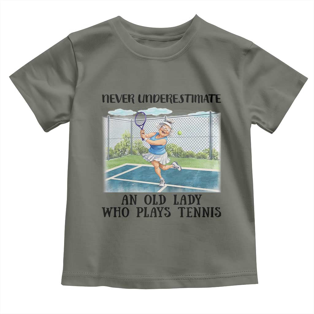 Funny Grandma Tennis Player Gift Toddler T Shirt Never Underestimate An Old Lady - Wonder Print Shop