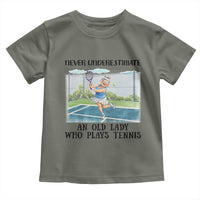 Funny Grandma Tennis Player Gift Toddler T Shirt Never Underestimate An Old Lady - Wonder Print Shop