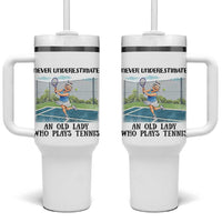 Funny Grandma Tennis Player Gift Tumbler With Handle Never Underestimate An Old Lady - Wonder Print Shop