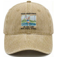 Funny Grandma Tennis Player Gift Washed Cotton Baseball Cap Never Underestimate An Old Lady
