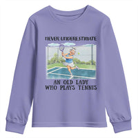 Funny Grandma Tennis Player Gift Youth Sweatshirt Never Underestimate An Old Lady - Wonder Print Shop