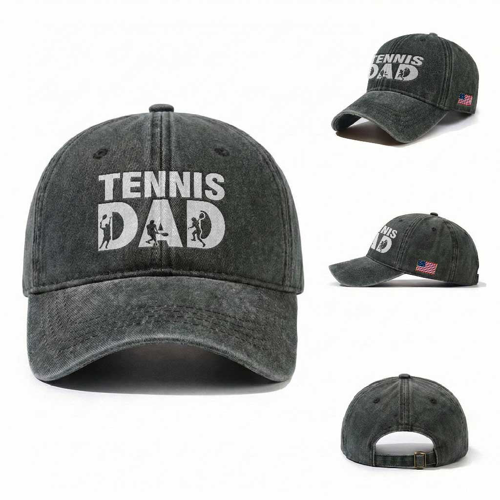 Funny Tennis Dad Life Washed Cotton Baseball Cap Tennis Player Gift