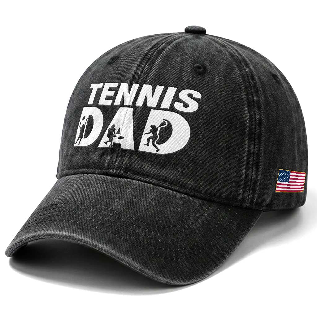 Funny Tennis Dad Life Washed Cotton Baseball Cap Tennis Player Gift