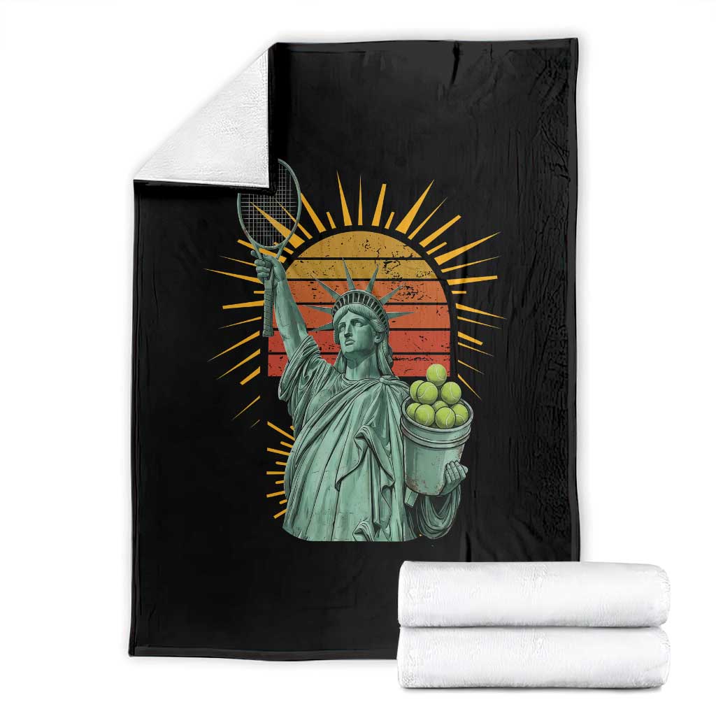 Funny Statue Of Liberty Tennis Player Throw Blanket Patriotic Sports Lover - Wonder Print Shop