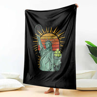 Funny Statue Of Liberty Tennis Player Throw Blanket Patriotic Sports Lover - Wonder Print Shop