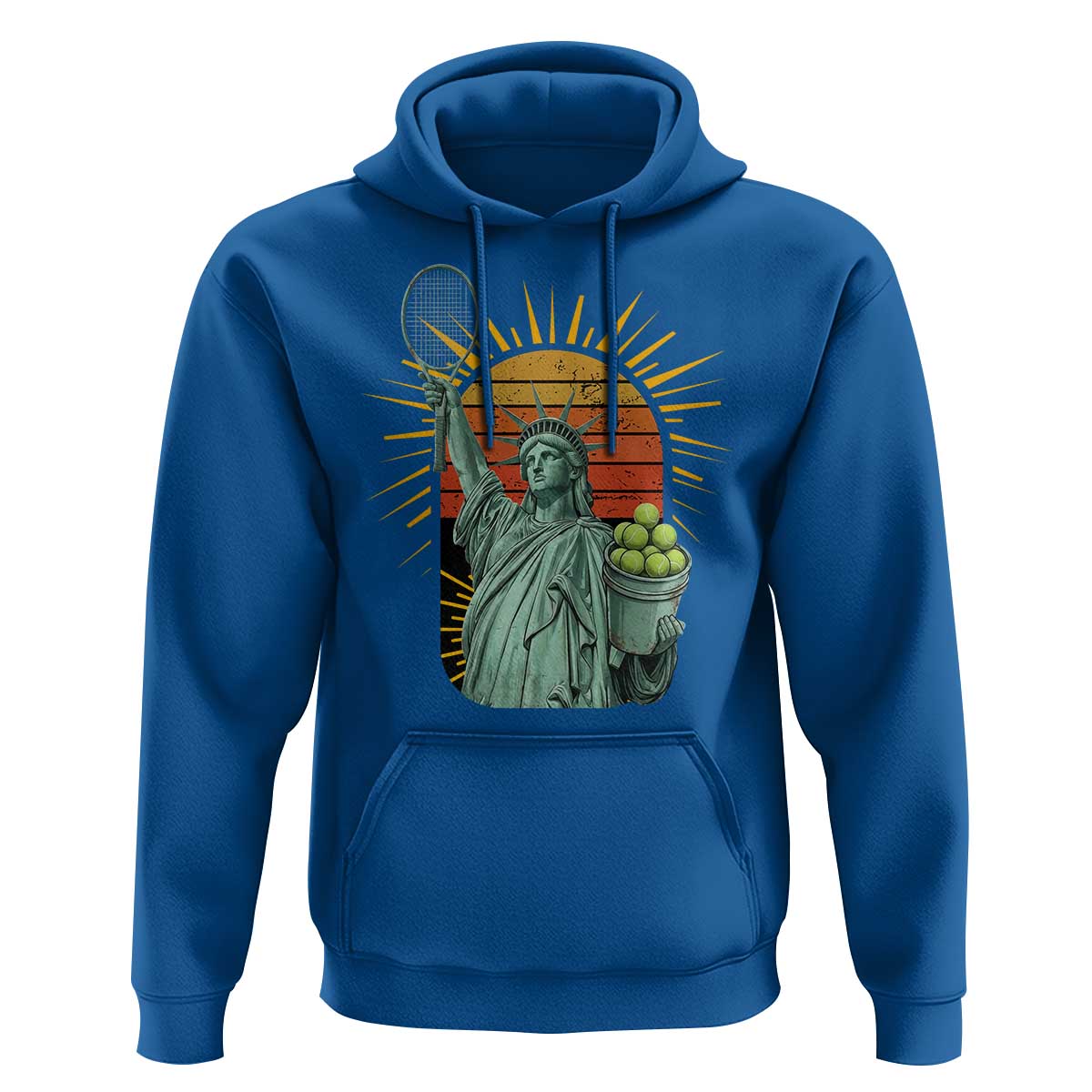 Funny Statue Of Liberty Tennis Player Hoodie Patriotic Sports Lover - Wonder Print Shop