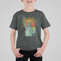 Funny Statue Of Liberty Tennis Player T Shirt For Kid Patriotic Sports Lover - Wonder Print Shop