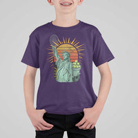Funny Statue Of Liberty Tennis Player T Shirt For Kid Patriotic Sports Lover - Wonder Print Shop