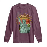 Funny Statue Of Liberty Tennis Player Long Sleeve Shirt Patriotic Sports Lover - Wonder Print Shop