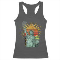 Funny Statue Of Liberty Tennis Player Racerback Tank Top Patriotic Sports Lover - Wonder Print Shop