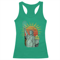 Funny Statue Of Liberty Tennis Player Racerback Tank Top Patriotic Sports Lover - Wonder Print Shop