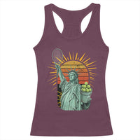 Funny Statue Of Liberty Tennis Player Racerback Tank Top Patriotic Sports Lover - Wonder Print Shop