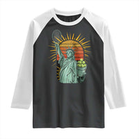 Funny Statue Of Liberty Tennis Player Raglan Shirt Patriotic Sports Lover - Wonder Print Shop