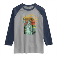 Funny Statue Of Liberty Tennis Player Raglan Shirt Patriotic Sports Lover - Wonder Print Shop