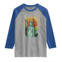 Funny Statue Of Liberty Tennis Player Raglan Shirt Patriotic Sports Lover - Wonder Print Shop