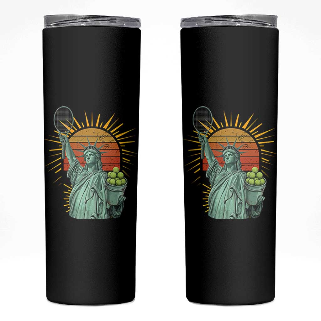 Funny Statue Of Liberty Tennis Player Skinny Tumbler Patriotic Sports Lover - Wonder Print Shop