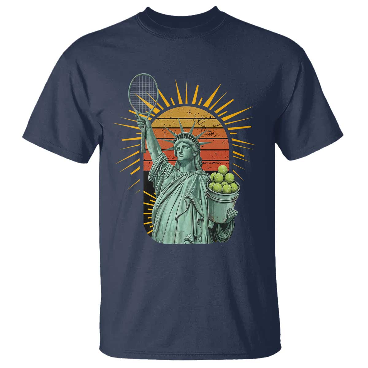 Funny Statue Of Liberty Tennis Player T Shirt Patriotic Sports Lover - Wonder Print Shop