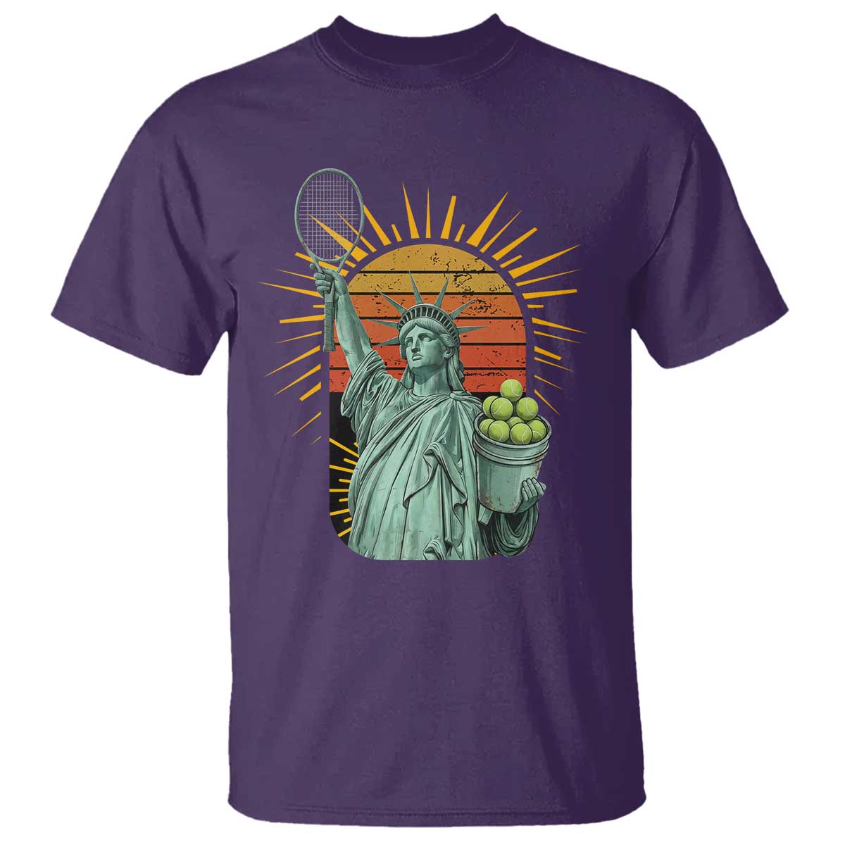 Funny Statue Of Liberty Tennis Player T Shirt Patriotic Sports Lover - Wonder Print Shop
