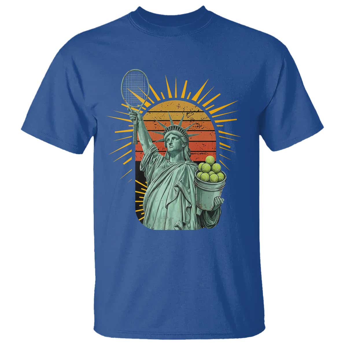 Funny Statue Of Liberty Tennis Player T Shirt Patriotic Sports Lover - Wonder Print Shop