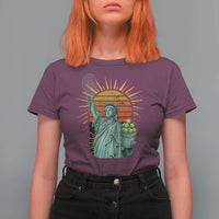 Funny Statue Of Liberty Tennis Player T Shirt For Women Patriotic Sports Lover - Wonder Print Shop
