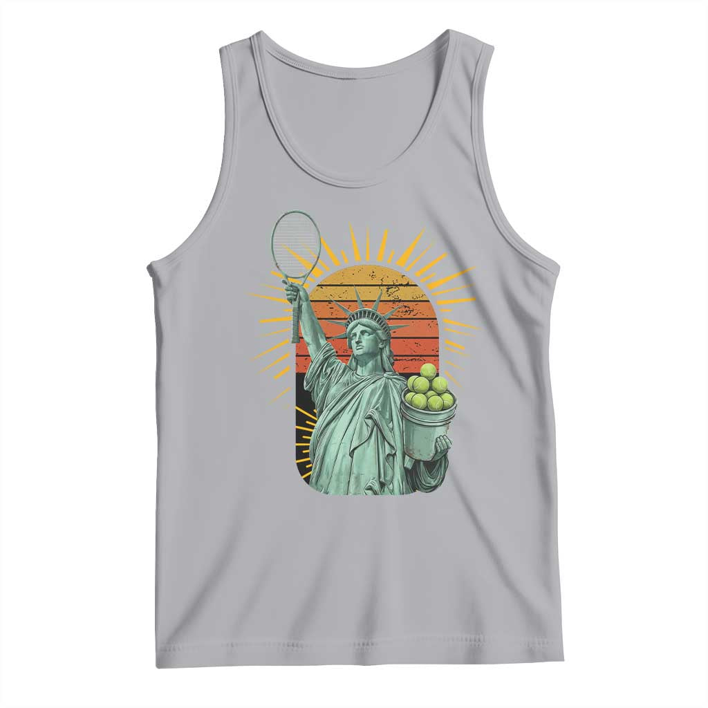 Funny Statue Of Liberty Tennis Player Tank Top Patriotic Sports Lover - Wonder Print Shop