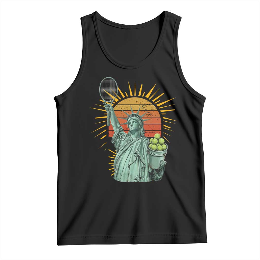 Funny Statue Of Liberty Tennis Player Tank Top Patriotic Sports Lover - Wonder Print Shop