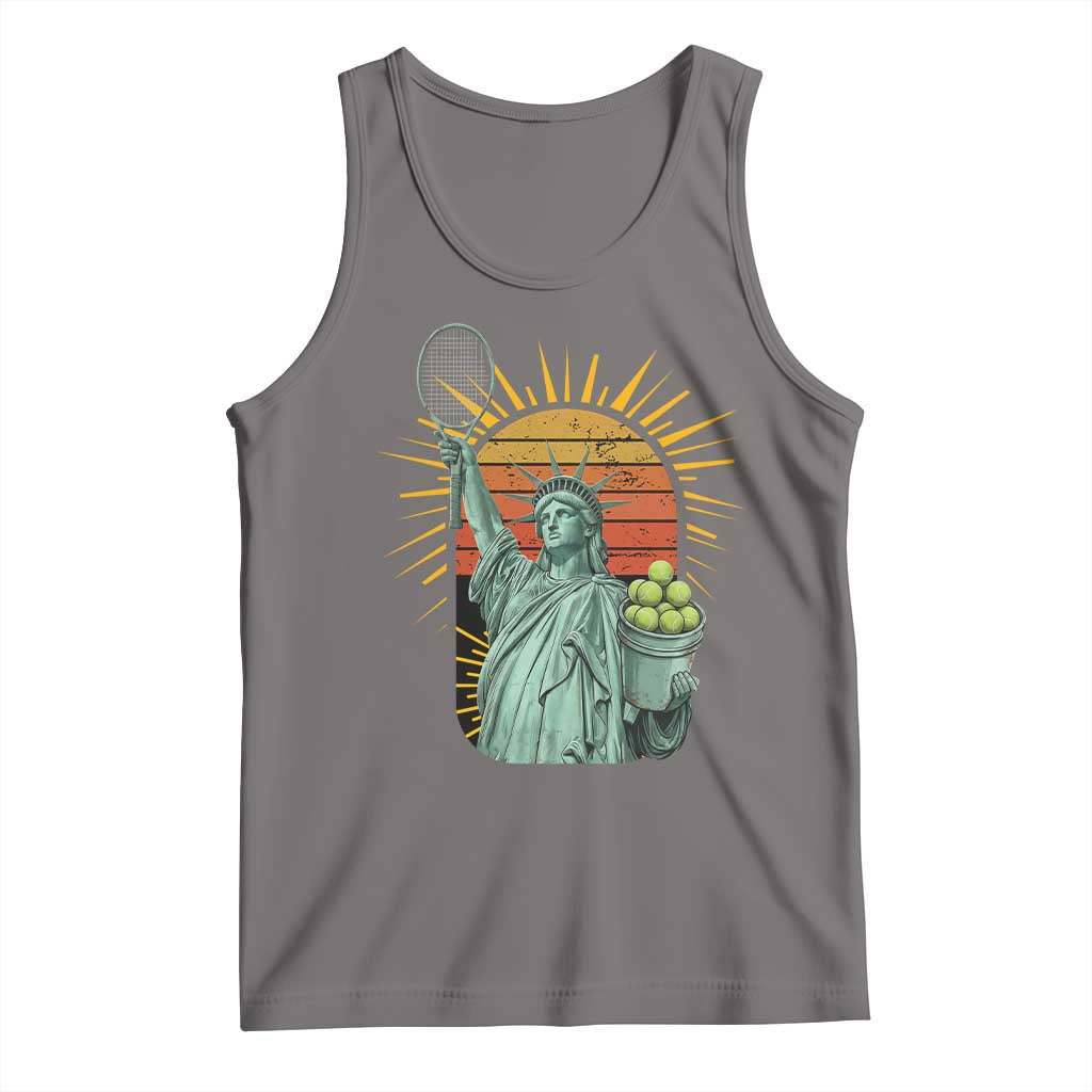 Funny Statue Of Liberty Tennis Player Tank Top Patriotic Sports Lover - Wonder Print Shop