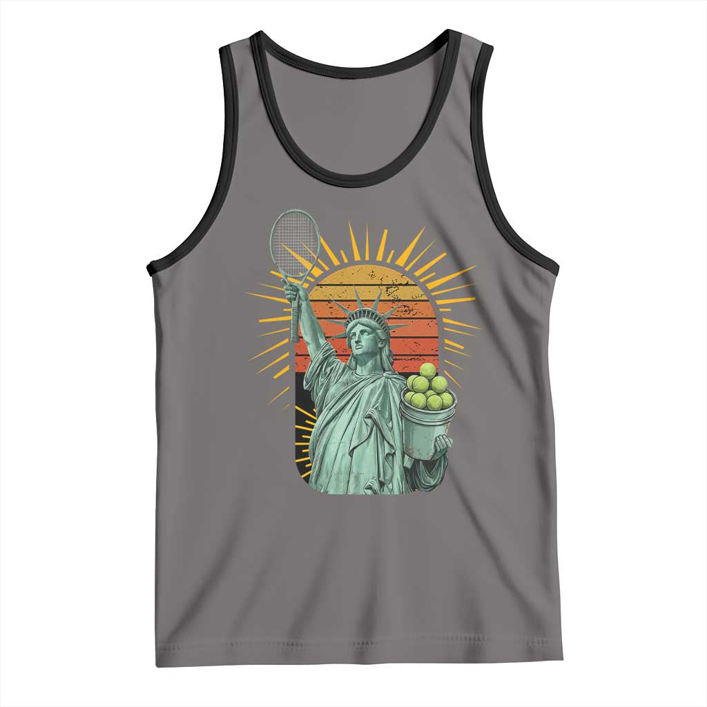 Funny Statue Of Liberty Tennis Player Tank Top Patriotic Sports Lover - Wonder Print Shop