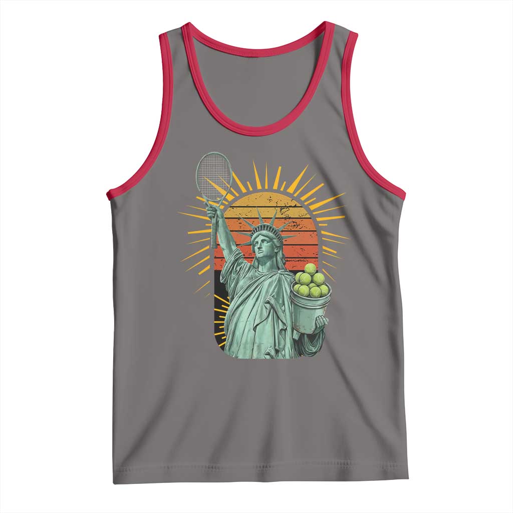 Funny Statue Of Liberty Tennis Player Tank Top Patriotic Sports Lover - Wonder Print Shop