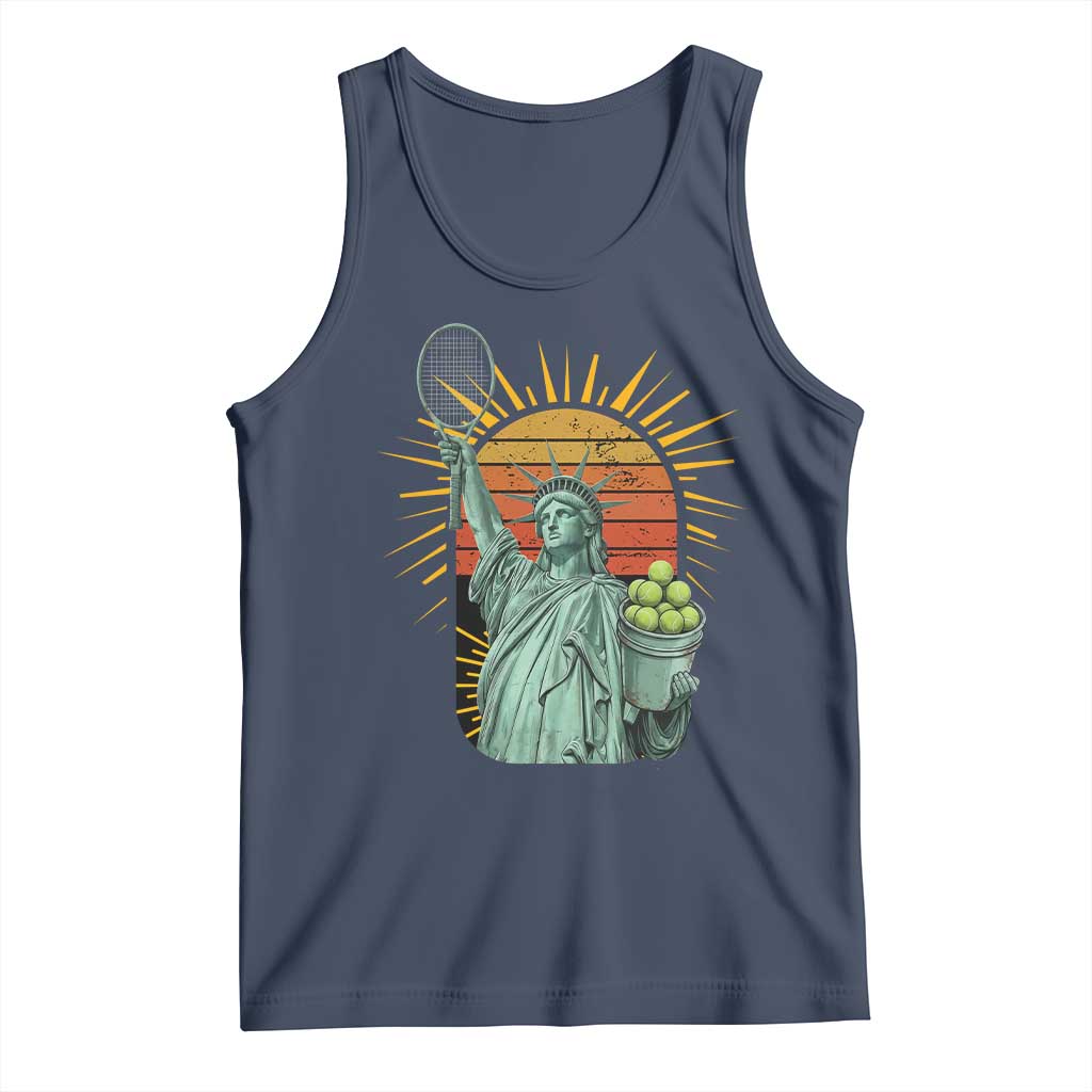 Funny Statue Of Liberty Tennis Player Tank Top Patriotic Sports Lover - Wonder Print Shop