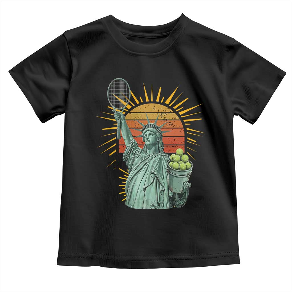 Funny Statue Of Liberty Tennis Player Toddler T Shirt Patriotic Sports Lover - Wonder Print Shop