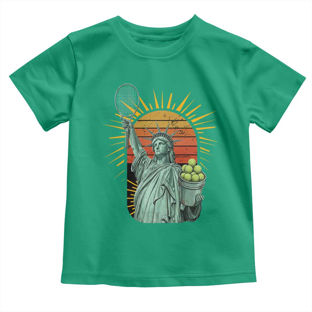 Funny Statue Of Liberty Tennis Player Toddler T Shirt Patriotic Sports Lover - Wonder Print Shop