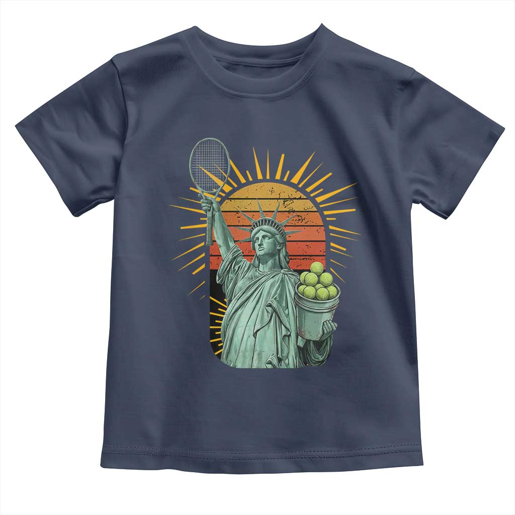 Funny Statue Of Liberty Tennis Player Toddler T Shirt Patriotic Sports Lover - Wonder Print Shop