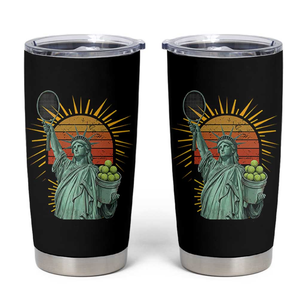 Funny Statue Of Liberty Tennis Player Tumbler Cup Patriotic Sports Lover - Wonder Print Shop