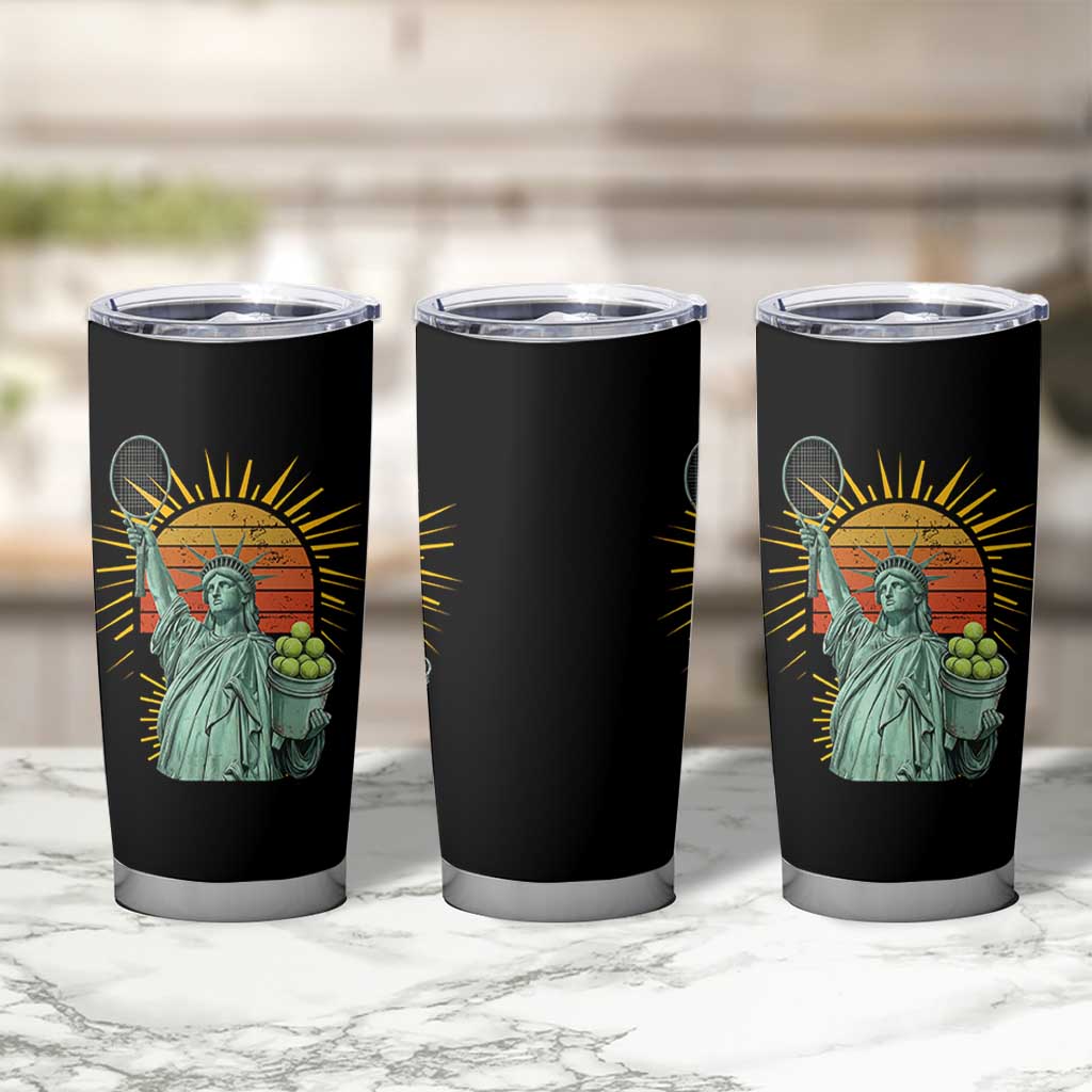 Funny Statue Of Liberty Tennis Player Tumbler Cup Patriotic Sports Lover - Wonder Print Shop
