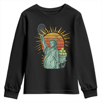 Funny Statue Of Liberty Tennis Player Youth Sweatshirt Patriotic Sports Lover - Wonder Print Shop