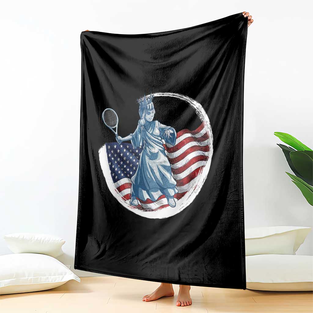 Funny Statue Of Liberty Tennis Player Throw Blanket USA Pride Female Tennis Gift - Wonder Print Shop