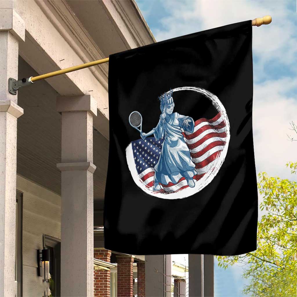 Funny Statue Of Liberty Tennis Player Garden Flag USA Pride Female Tennis Gift - Wonder Print Shop