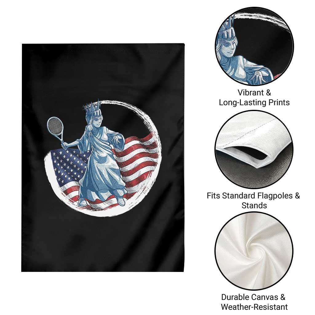 Funny Statue Of Liberty Tennis Player Garden Flag USA Pride Female Tennis Gift - Wonder Print Shop
