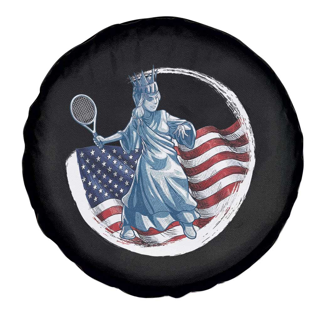 Funny Statue Of Liberty Tennis Player Spare Tire Cover USA Pride Female Tennis Gift - Wonder Print Shop
