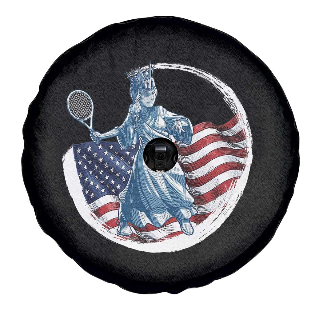 Funny Statue Of Liberty Tennis Player Spare Tire Cover USA Pride Female Tennis Gift - Wonder Print Shop