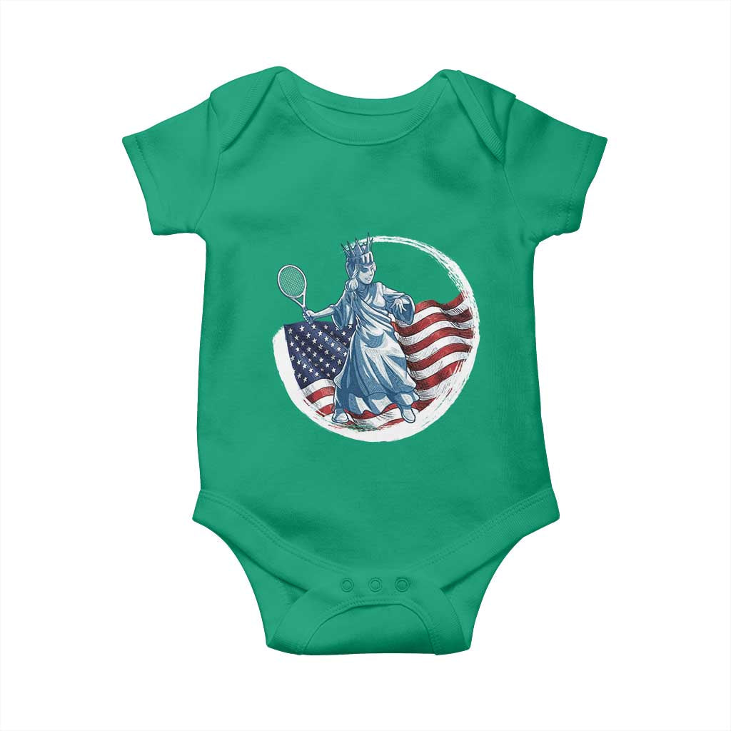 Funny Statue Of Liberty Tennis Player Baby Onesie USA Pride Female Tennis Gift - Wonder Print Shop