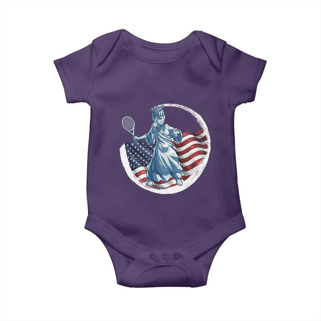 Funny Statue Of Liberty Tennis Player Baby Onesie USA Pride Female Tennis Gift - Wonder Print Shop