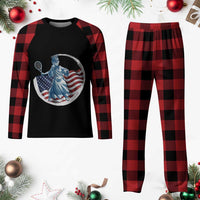 Funny Statue Of Liberty Tennis Player Plaid Pajama Set USA Pride Female Tennis Gift - Wonder Print Shop